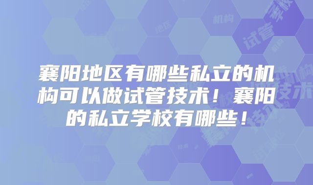 襄阳地区有哪些私立的机构可以做试管技术!襄阳的私立学校有哪些!