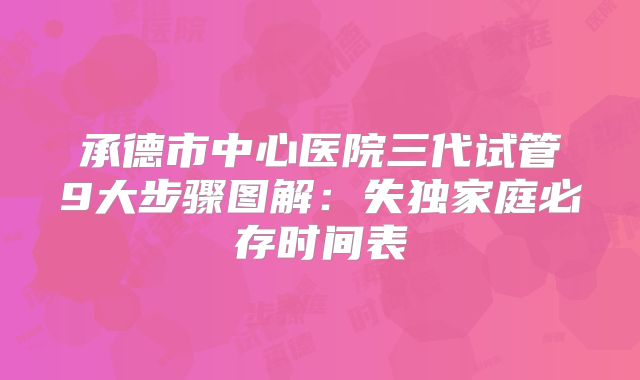 承德市中心医院三代试管9大步骤图解:失独家庭必存时间表