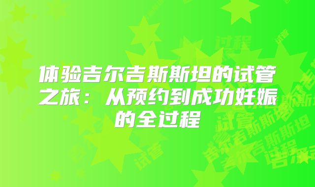 体验吉尔吉斯斯坦的试管之旅：从预约到成功妊娠的全过程