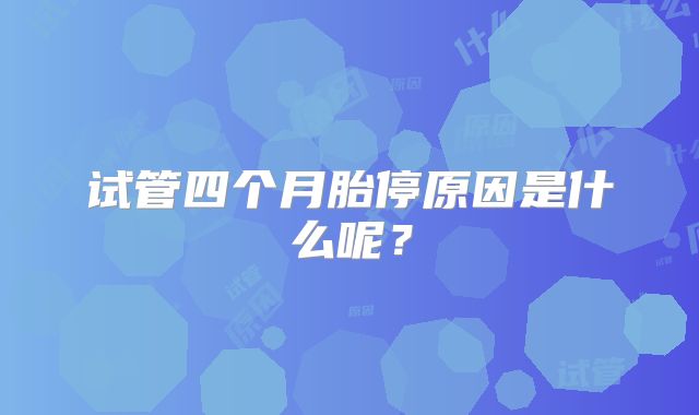 试管四个月胎停原因是什么呢?