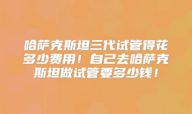 哈萨克斯坦三代试管得花多少费用!自己去哈萨克斯坦做试管要多少钱!