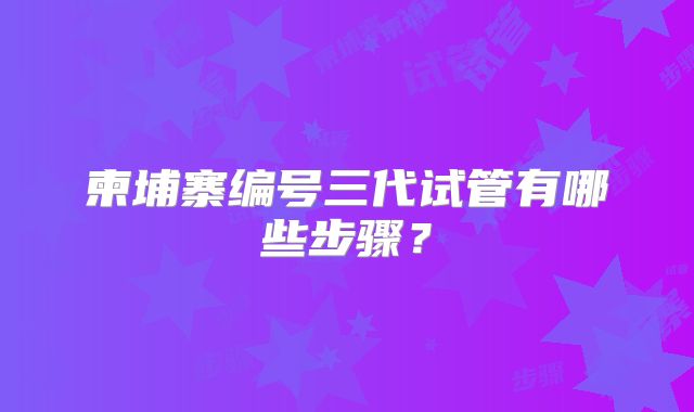 柬埔寨编号三代试管有哪些步骤?