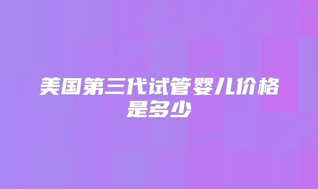美国第三代试管婴儿价格是多少