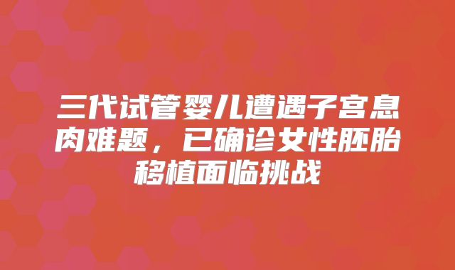 三代试管婴儿遭遇子宫息肉难题,已确诊女性胚胎移植面临挑战