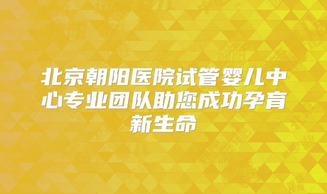 北京朝阳医院试管婴儿中心专业团队助您成功孕育新生命