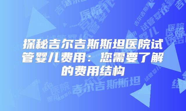 探秘吉尔吉斯斯坦医院试管婴儿费用:您需要了解的费用结构
