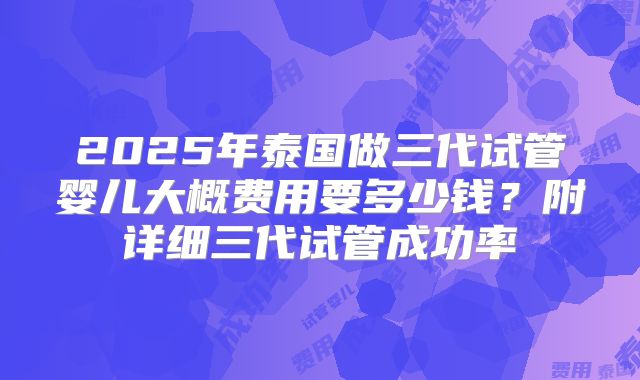 2025年泰国做三代试管婴儿大概费用要多少钱?附详细三代试管成功率