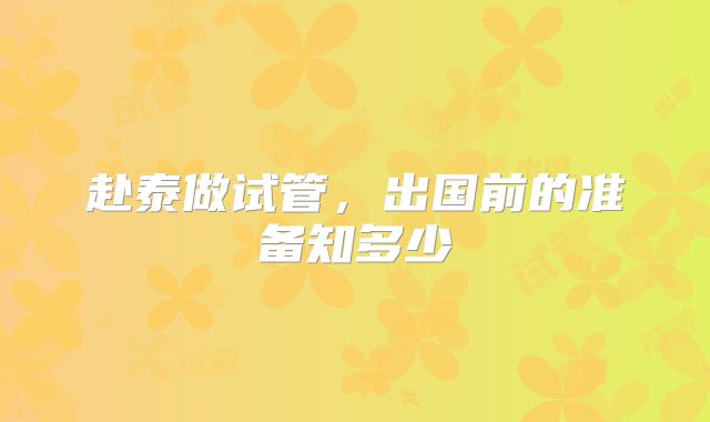 赴泰做试管,出国前的准备知多少