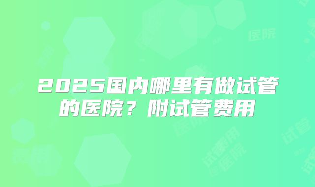2025国内哪里有做试管的医院?附试管费用