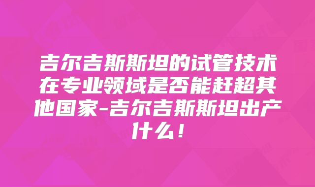 吉尔吉斯斯坦的试管技术在专业领域是否能赶超其他国家-吉尔吉斯斯坦出产什么！