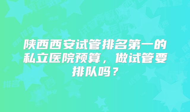 陕西西安试管排名第一的私立医院预算，做试管要排队吗？
