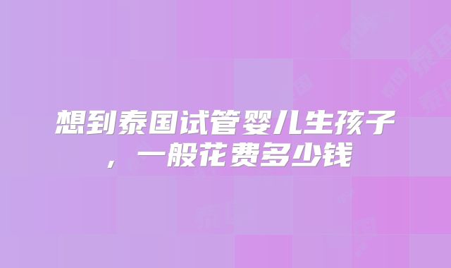 想到泰国试管婴儿生孩子,一般花费多少钱