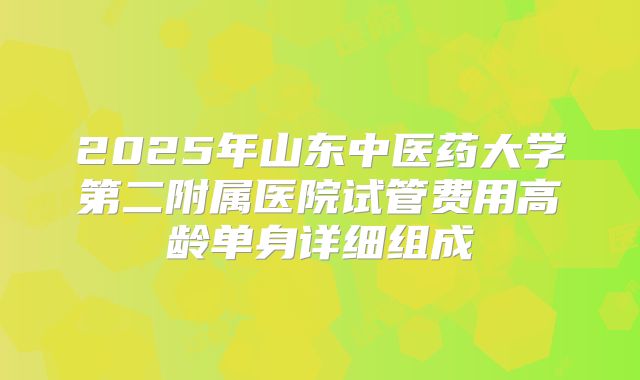 2025年山东中医药大学第二附属医院试管费用高龄单身详细组成