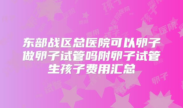 东部战区总医院可以卵子做卵子试管吗附卵子试管生孩子费用汇总