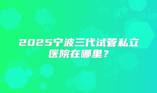2025宁波三代试管私立医院在哪里？