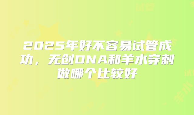 2025年好不容易试管成功,无创DNA和羊水穿刺做哪个比较好