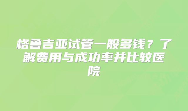 格鲁吉亚试管一般多钱？了解费用与成功率并比较医院