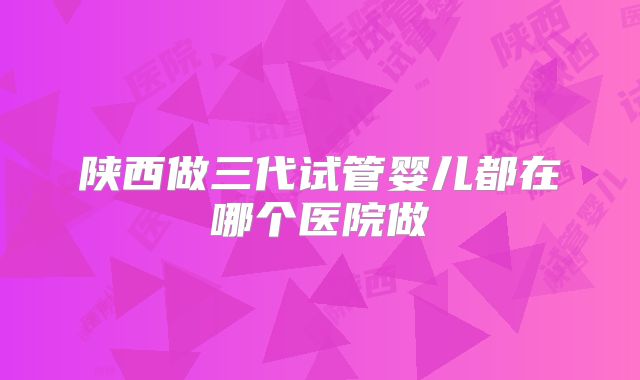 陕西做三代试管婴儿都在哪个医院做