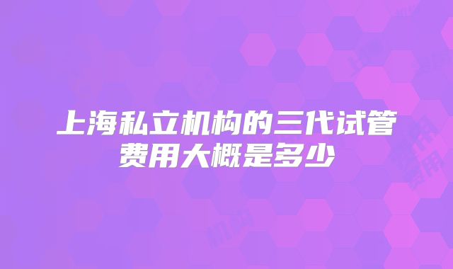 上海私立机构的三代试管费用大概是多少