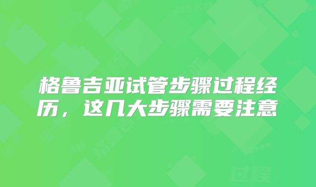 格鲁吉亚试管步骤过程经历，这几大步骤需要注意