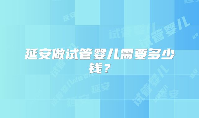 延安做试管婴儿需要多少钱?