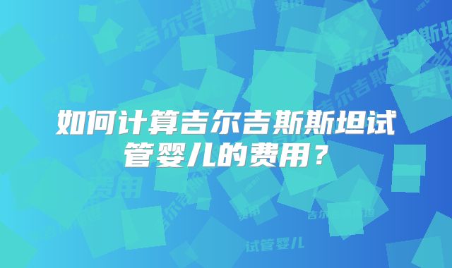 如何计算吉尔吉斯斯坦试管婴儿的费用?