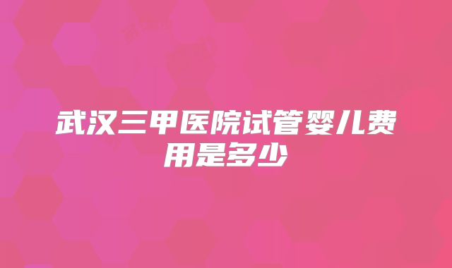 武汉三甲医院试管婴儿费用是多少