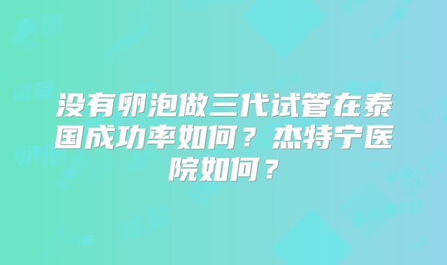 没有卵泡做三代试管在泰国成功率如何?杰特宁医院如何?