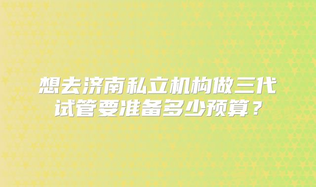 想去济南私立机构做三代试管要准备多少预算？