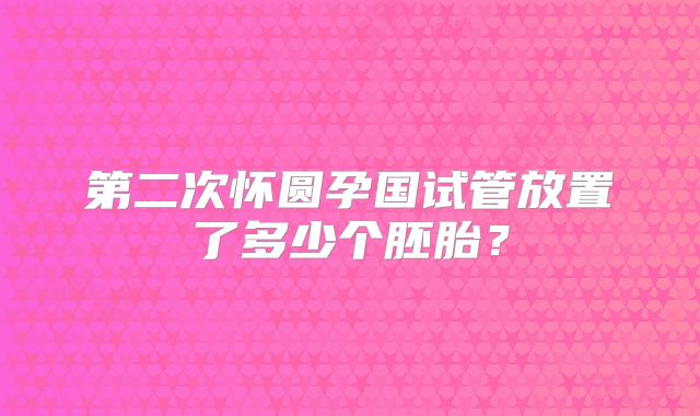 第二次怀圆孕国试管放置了多少个胚胎?