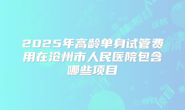 2025年高龄单身试管费用在沧州市人民医院包含哪些项目