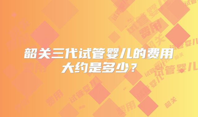 韶关三代试管婴儿的费用大约是多少?