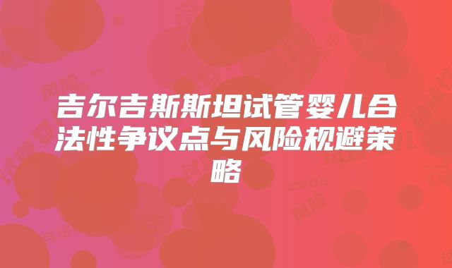 吉尔吉斯斯坦试管婴儿合法性争议点与风险规避策略