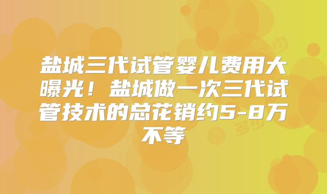 盐城三代试管婴儿费用大曝光！盐城做一次三代试管技术的总花销约5-8万不等