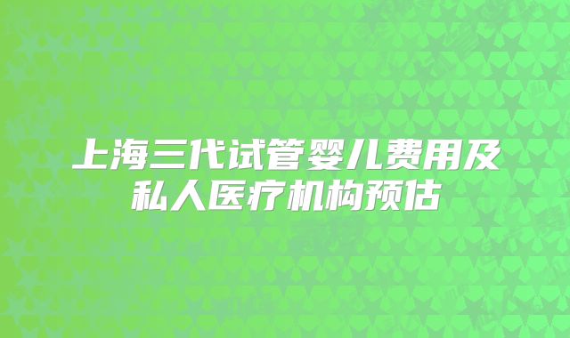上海三代试管婴儿费用及私人医疗机构预估