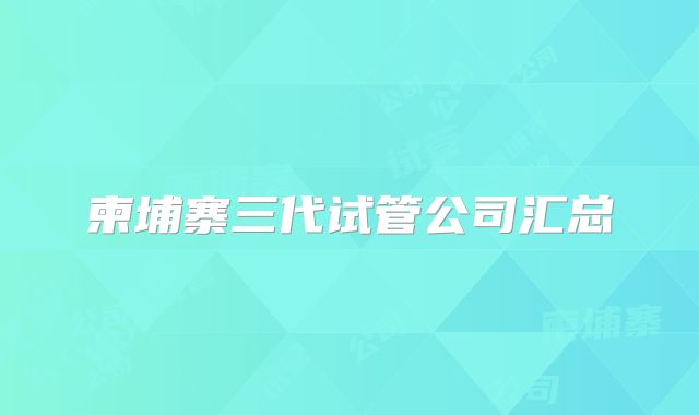 柬埔寨三代试管公司汇总