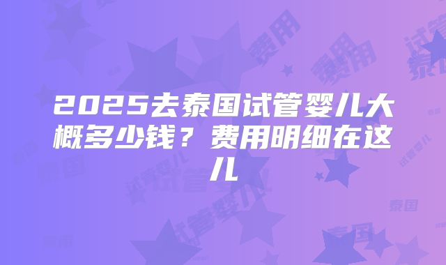 2025去泰国试管婴儿大概多少钱？费用明细在这儿