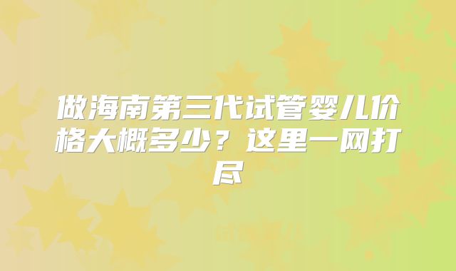 做海南第三代试管婴儿价格大概多少？这里一网打尽