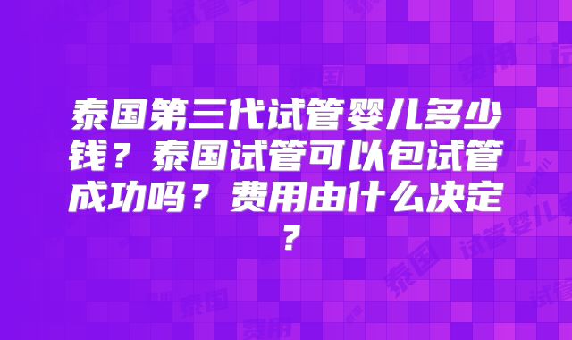 泰国第三代试管婴儿多少钱?泰国试管可以包试管成功吗?费用由什么决定?