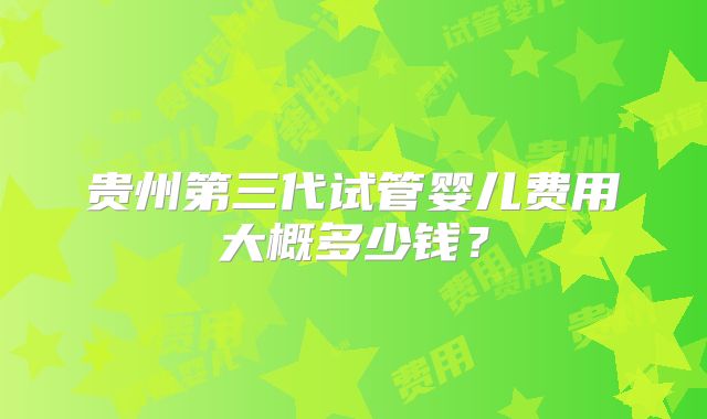 贵州第三代试管婴儿费用大概多少钱?