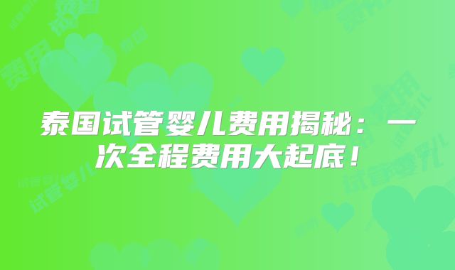 泰国试管婴儿费用揭秘:一次全程费用大起底!