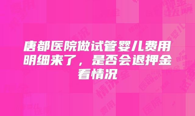 唐都医院做试管婴儿费用明细来了,是否会退押金看情况
