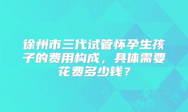 徐州市三代试管怀孕生孩子的费用构成,具体需要花费多少钱?