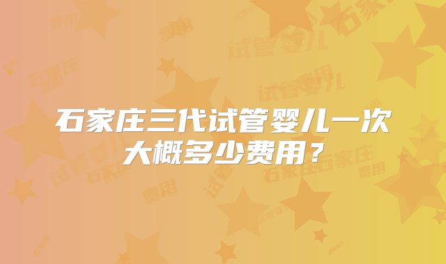 石家庄三代试管婴儿一次大概多少费用？