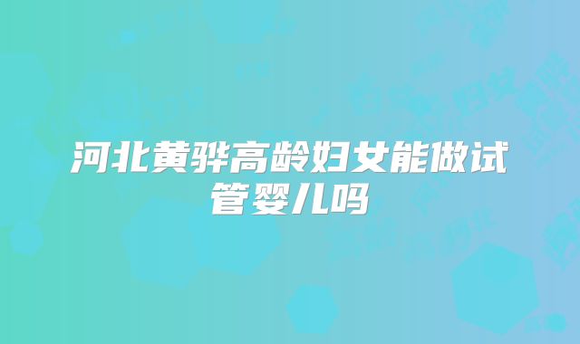 河北黄骅高龄妇女能做试管婴儿吗
