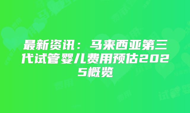最新资讯：马来西亚第三代试管婴儿费用预估2025概览