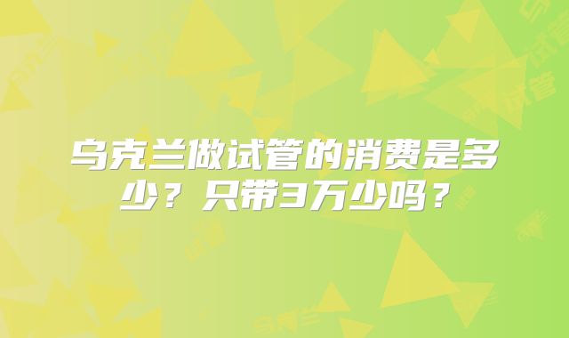 乌克兰做试管的消费是多少？只带3万少吗？