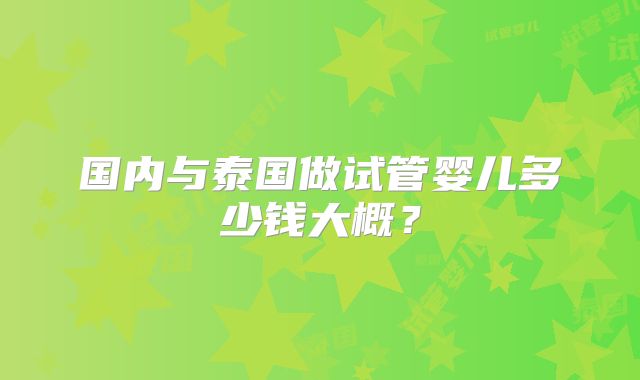 国内与泰国做试管婴儿多少钱大概?