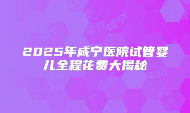 2025年咸宁医院试管婴儿全程花费大揭秘
