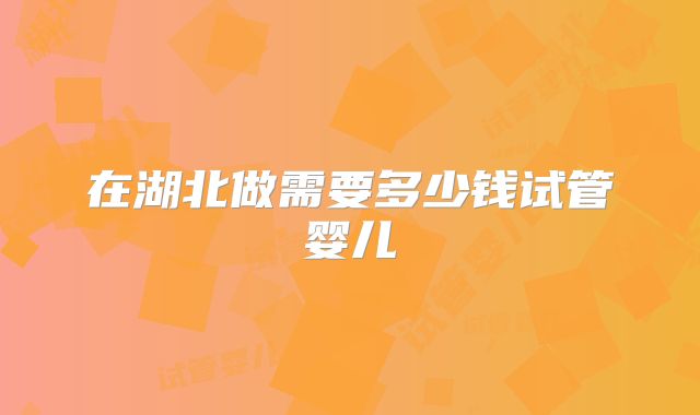 在湖北做需要多少钱试管婴儿